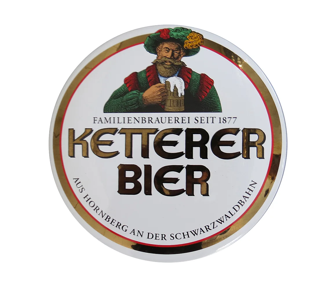 Rundes Brauereischild „Ketterer Bier“ aus Email