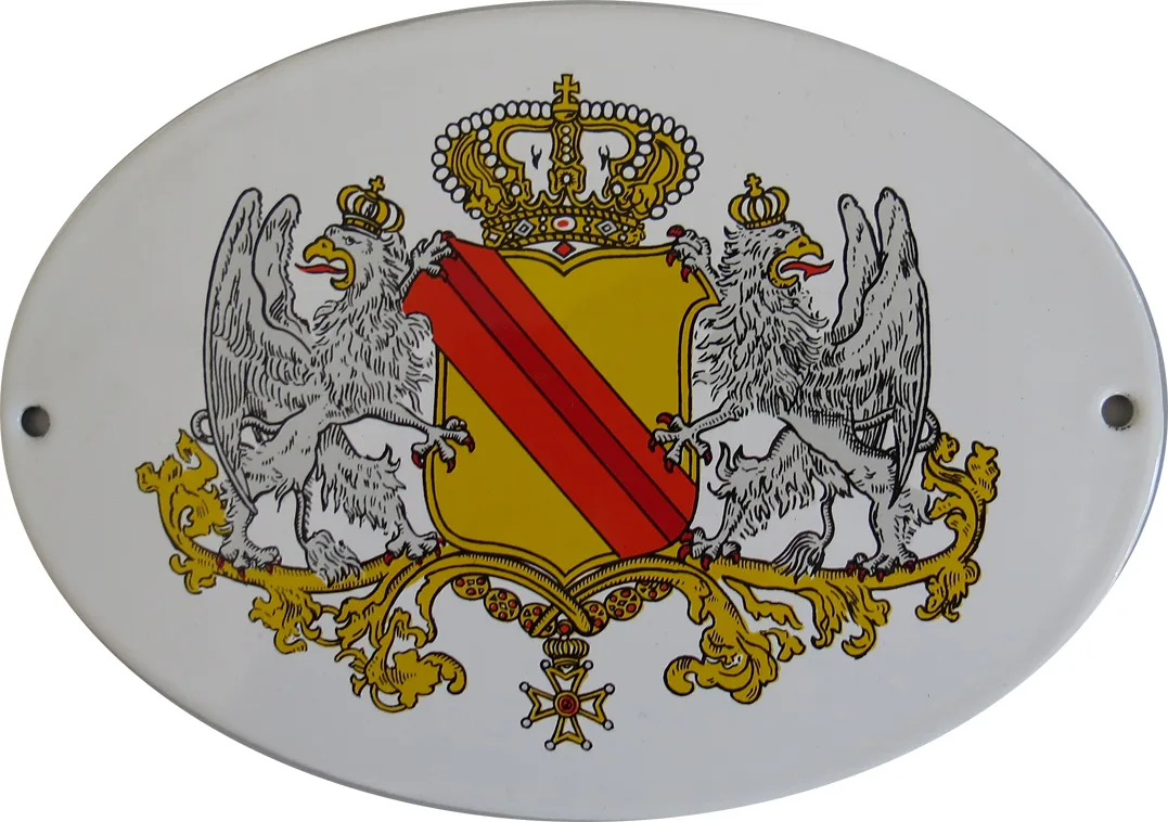 Ovales Emailschild mit dem Wappen Badens